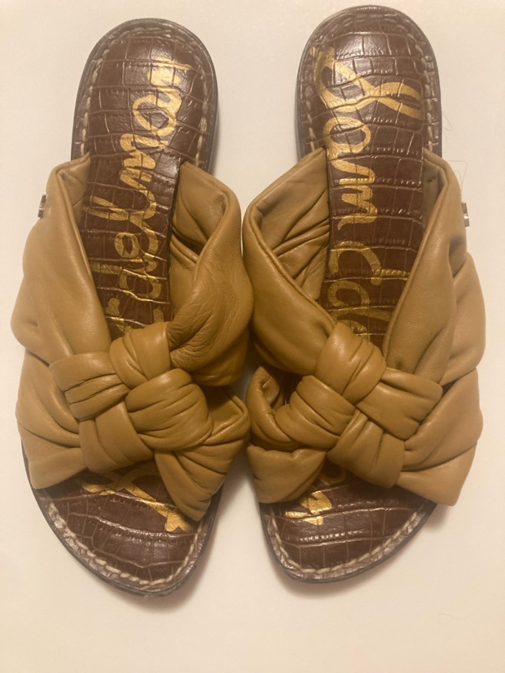 Sam Edelman Knotted Slide Mules in Tan